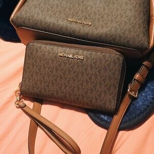 Michael Kors Dark Brown Bag and Wallet Set